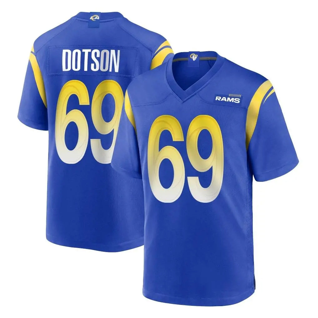 Kooe LA.Rams #69 Kevin Dotson Player Royal Home Game Stitched Jerseys