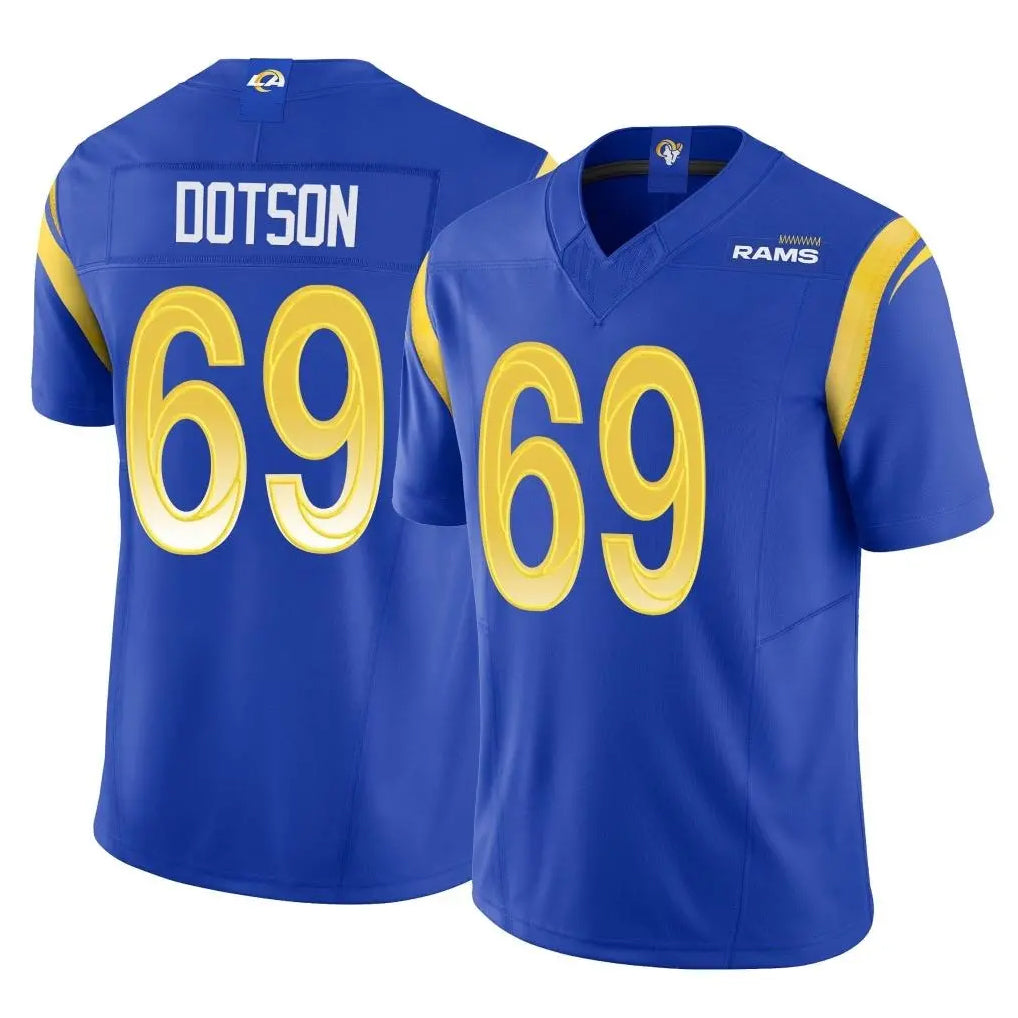 Kooe LA.Rams #69 Kevin Dotson Player Royal Limited Vapor F.U.S.E. Home Game Stitched Jerseys