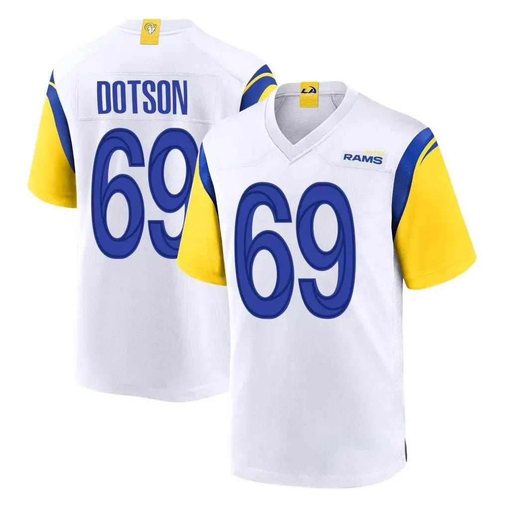Kooe LA.Rams #69 Kevin Dotson Player White Home Game Stitched Jerseys