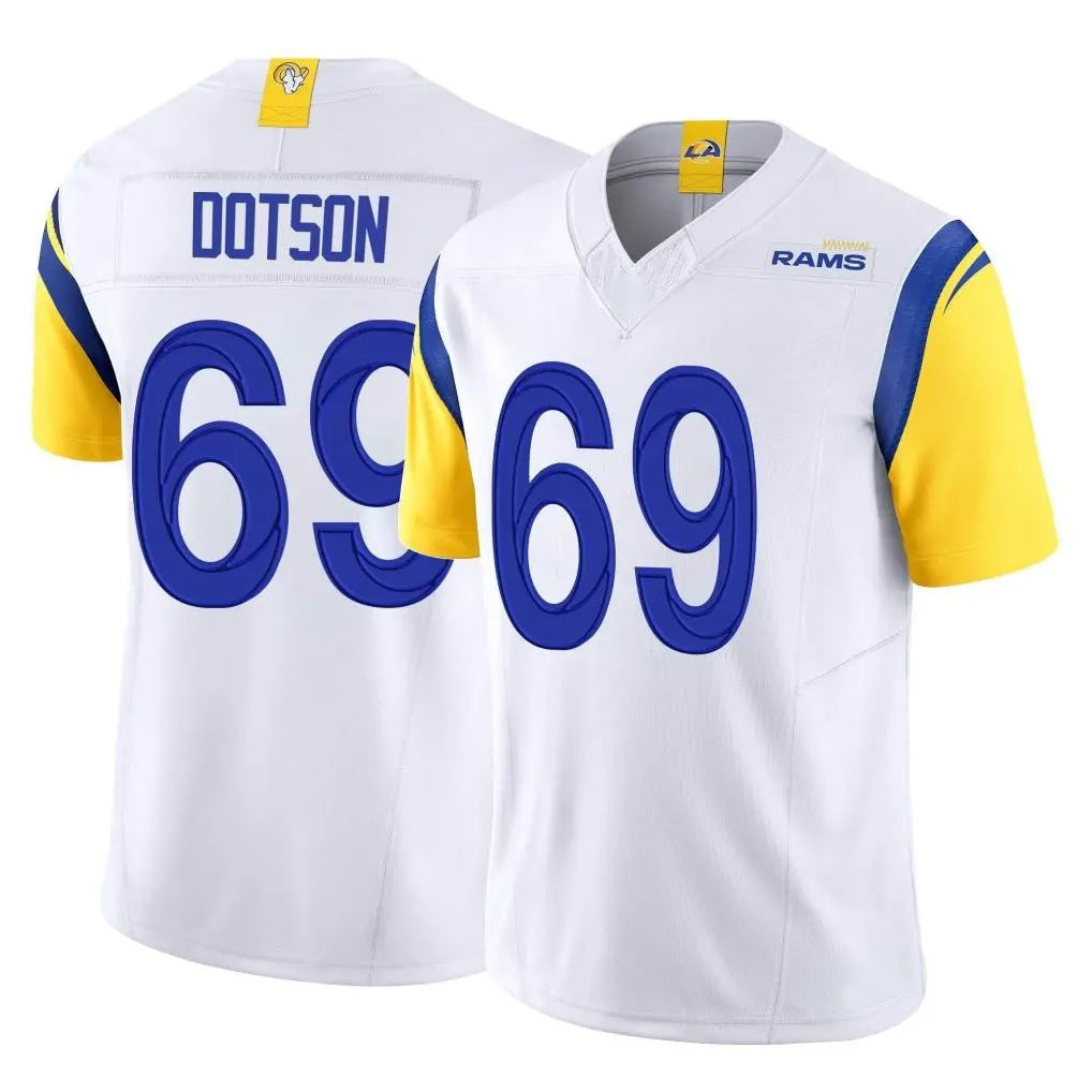 Kooe LA.Rams #69 Kevin Dotson Player White Limited Vapor F.U.S.E. Home Game Stitched Jerseys