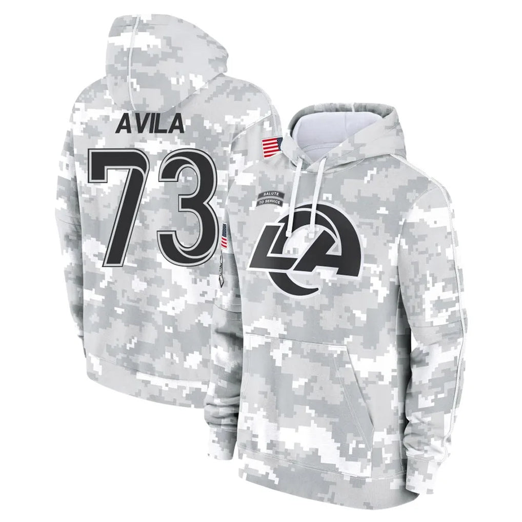 Kooe LA.Rams #73 Steve Avila Player Arctic Camo Salute to Service Hoodies Limited Game Stitched Jerseys
