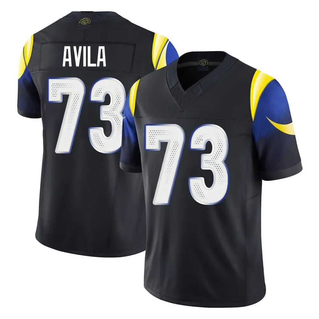 Kooe LA.Rams #73 Steve Avila Player Black Midnight Rivalries Collection Limited Home Game Stitched Jerseys
