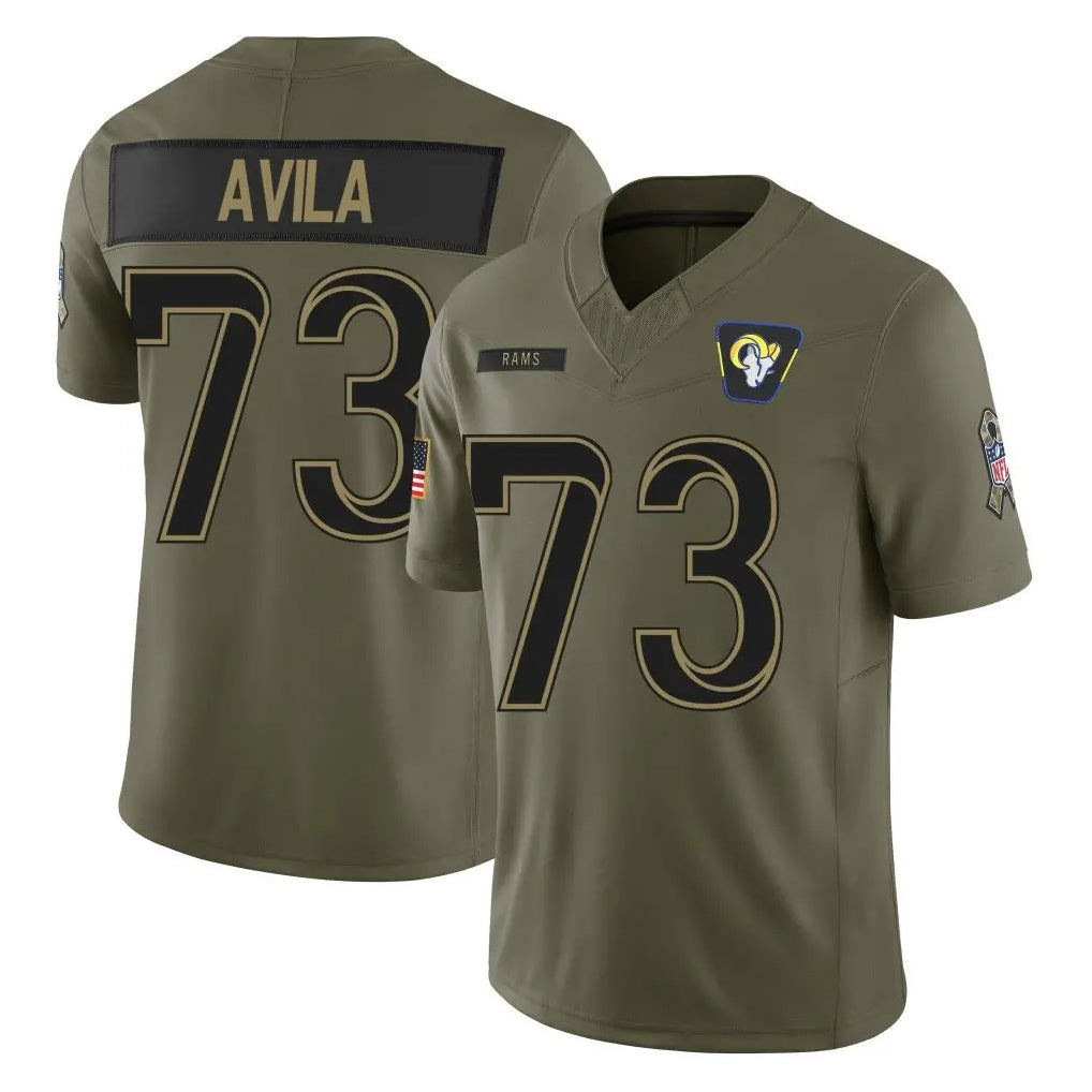 Kooe LA.Rams #73 Steve Avila Player Olive 2025 Salute To Service Limited Game Stitched Jerseys