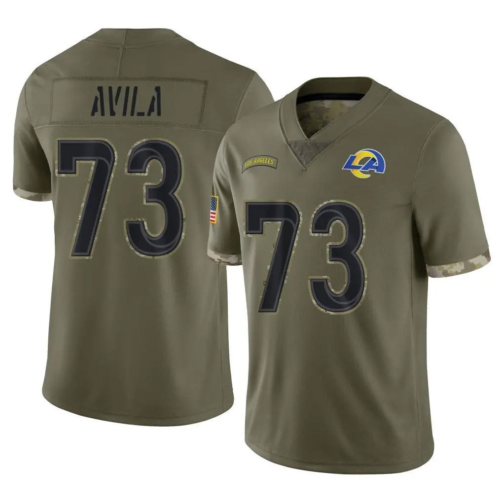 Kooe LA.Rams #73 Steve Avila Player Olive Salute To Service Limited Stitched Jerseys