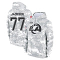 Kooe LA.Rams #77 Alaric Jackson Player Arctic Camo Salute to Service Hoodies Limited Game Stitched Jerseys