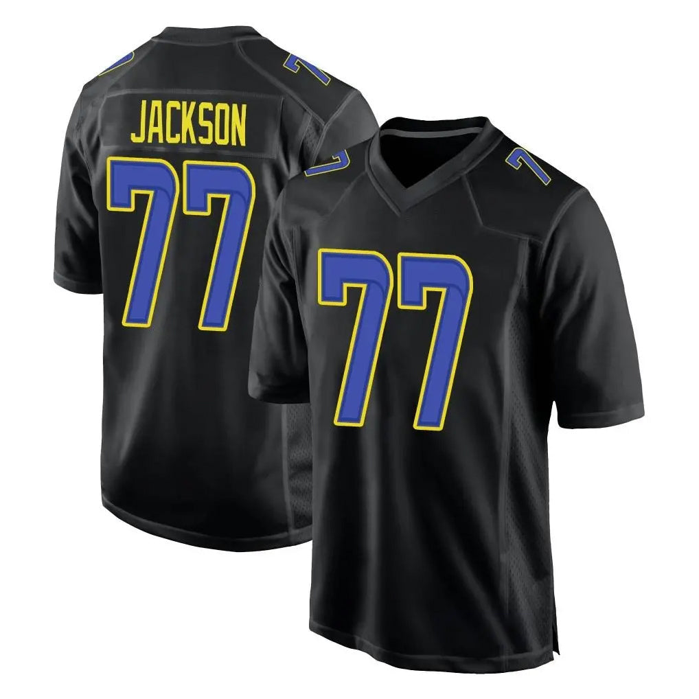Kooe LA.Rams #77 Alaric Jackson Player Black Fashion Limited Home Game Stitched Jerseys
