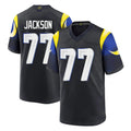 Kooe LA.Rams #77 Alaric Jackson Player Black Midnight Rivalries Collection Home Game Stitched Jerseys