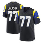 Kooe LA.Rams #77 Alaric Jackson Player Black Midnight Rivalries Collection Home Game Stitched Jerseys