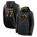Kooe LA.Rams #77 Alaric Jackson Player Black Salute to Service Hoodies Limited Game Stitched Jerseys