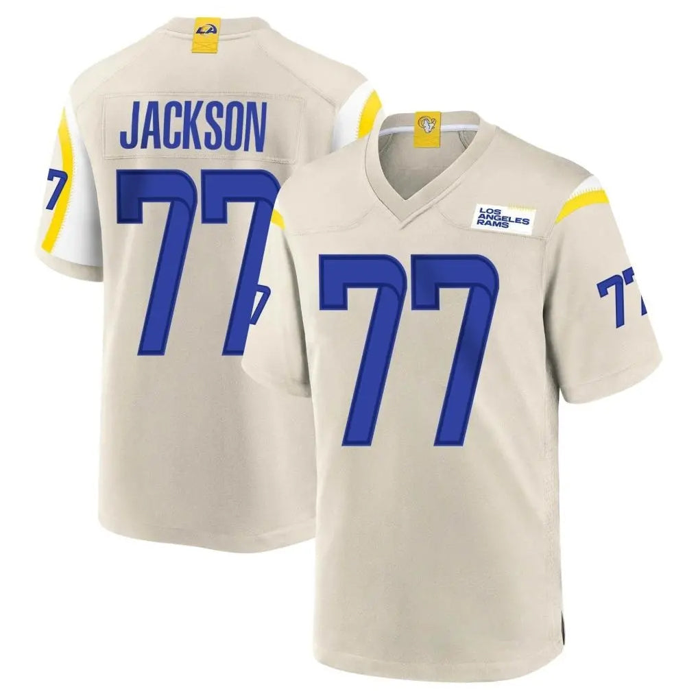 Kooe LA.Rams #77 Alaric Jackson Player Bone Home Game Stitched Jerseys
