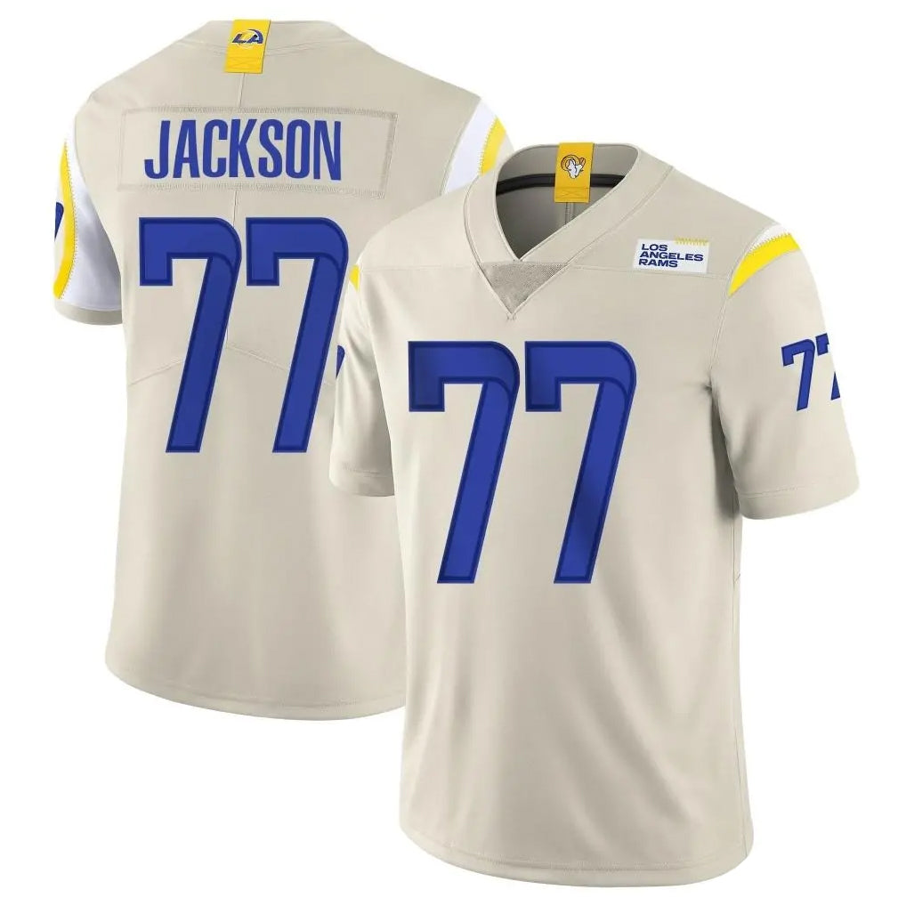 Kooe LA.Rams #77 Alaric Jackson Player Bone Limited Vapor Home Game Stitched Jerseys