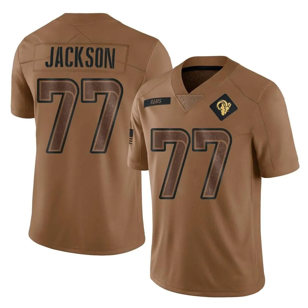 Kooe LA.Rams #77 Alaric Jackson Player Brown Salute To Service Limited Stitched Jerseys