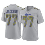 Kooe LA.Rams #77 Alaric Jackson Player Gray Atmosphere Fashion Home Game Stitched Jerseys