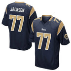 Kooe LA.Rams #77 Alaric Jackson Player Navy Home Game Stitched Jerseys