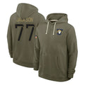 Kooe LA.Rams #77 Alaric Jackson Player Olive Salute to Service Pullover Hoodies Limited Stitched Jerseys