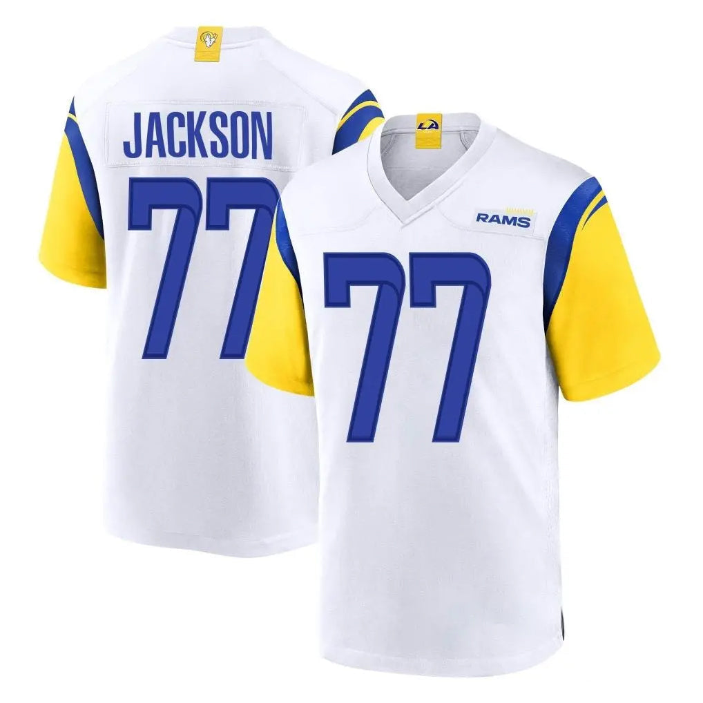 Kooe LA.Rams #77 Alaric Jackson Player White Home Game Stitched Jerseys