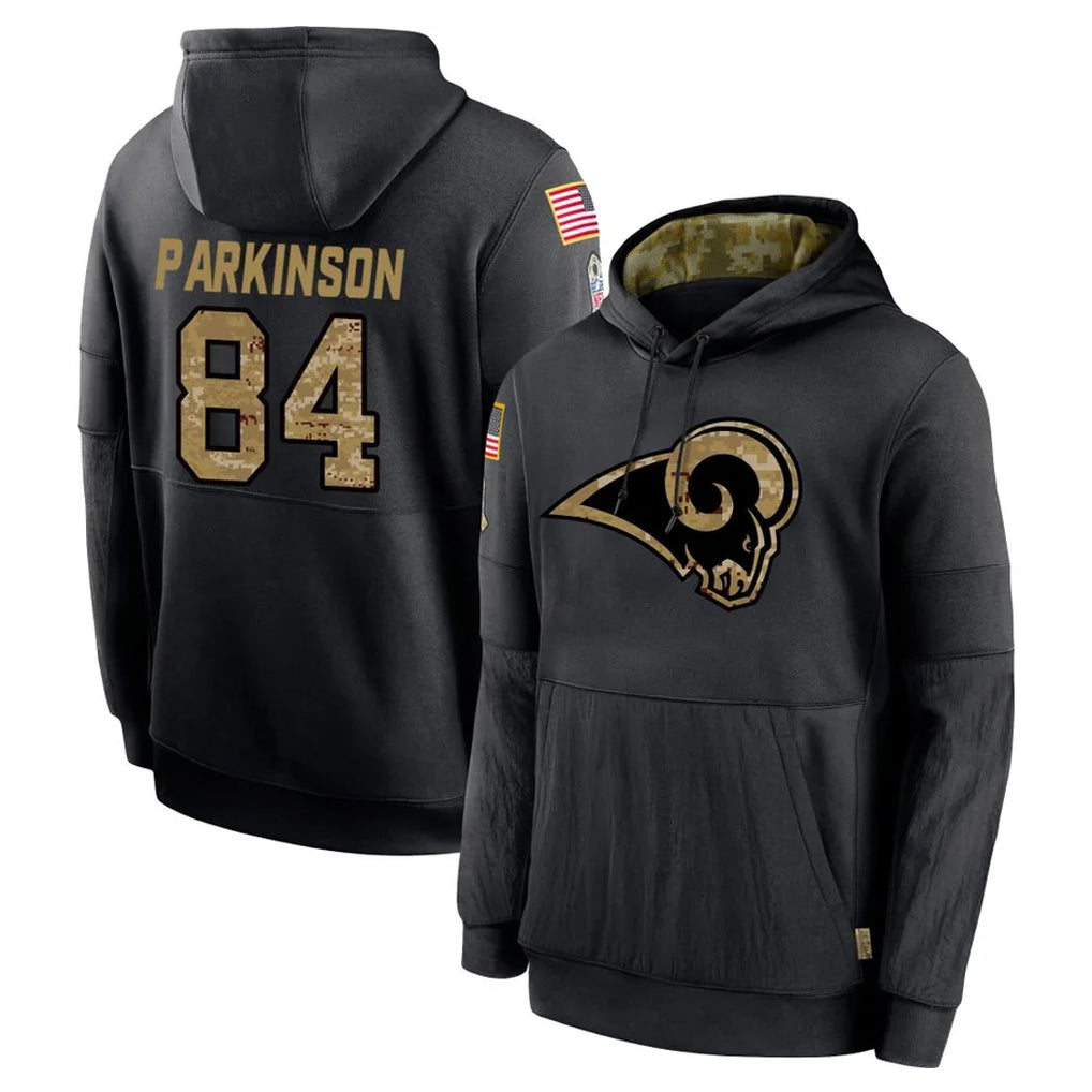 Kooe LA.Rams #84 Colby Parkinson Player Black Salute to Service Hoodies Limited Game Stitched Jerseys
