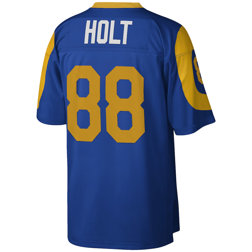 Kooe LA.Rams #88 Torry Holt Mitchell & Ness Royal Legacy Replica Stitched Puhic Jersey