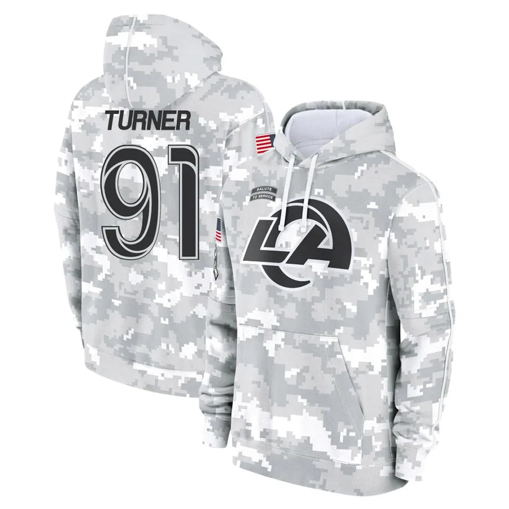 Kooe LA.Rams #91 Kobie Turner Player Arctic Camo Salute to Service Hoodies Limited Game Stitched Jerseys