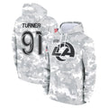 Kooe LA.Rams #91 Kobie Turner Player Arctic Camo Salute to Service Hoodies Limited Game Stitched Jerseys