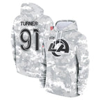 Kooe LA.Rams #91 Kobie Turner Player Arctic Camo Salute to Service Hoodies Limited Game Stitched Jerseys