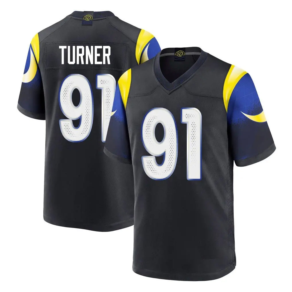 Kooe LA.Rams #91 Kobie Turner Player Black Midnight Rivalries Collection Home Game Stitched Jerseys