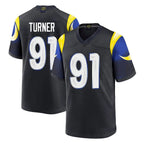 Kooe LA.Rams #91 Kobie Turner Player Black Midnight Rivalries Collection Home Game Stitched Jerseys