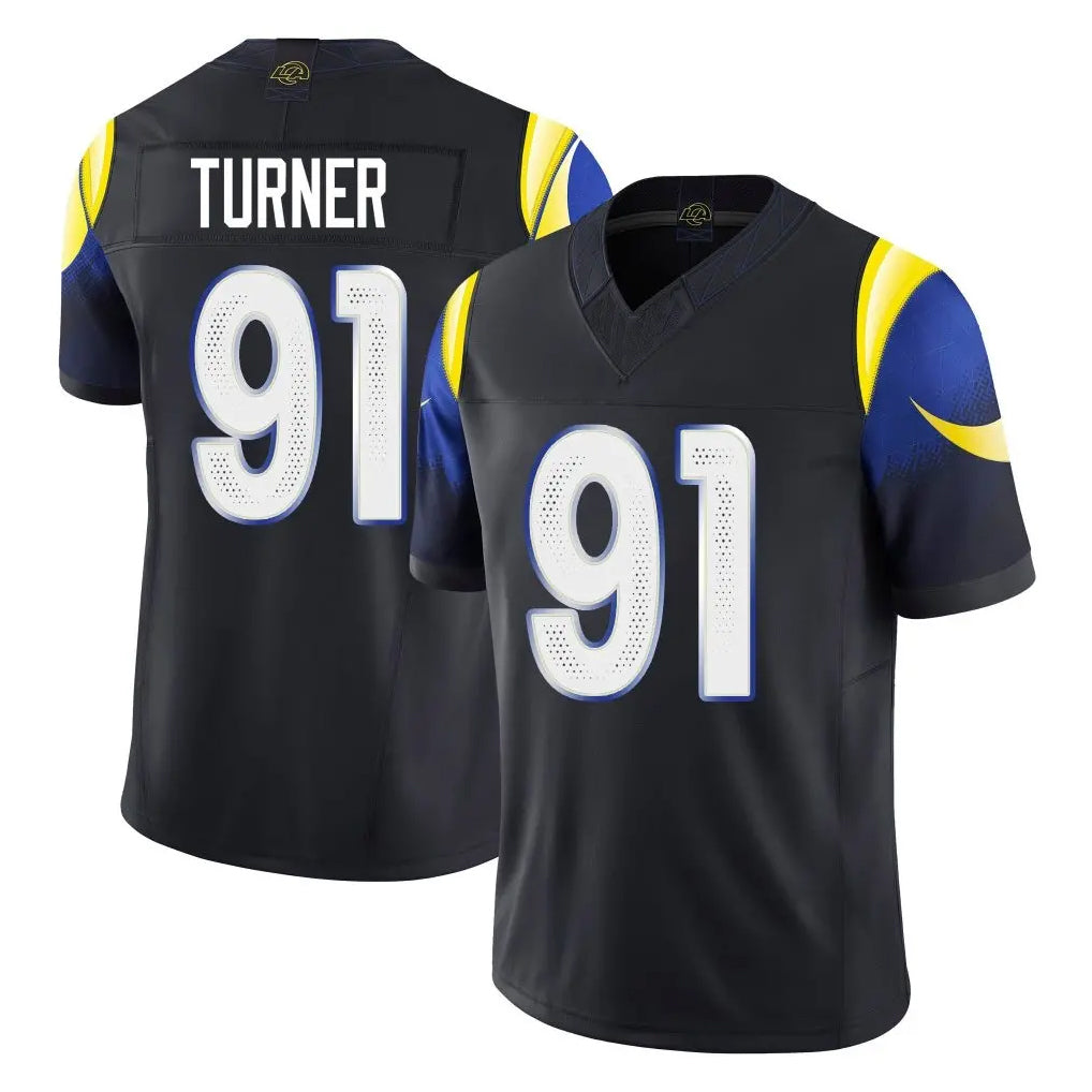 Kooe LA.Rams #91 Kobie Turner Player Black Midnight Rivalries Collection Limited Home Game Stitched Jerseys