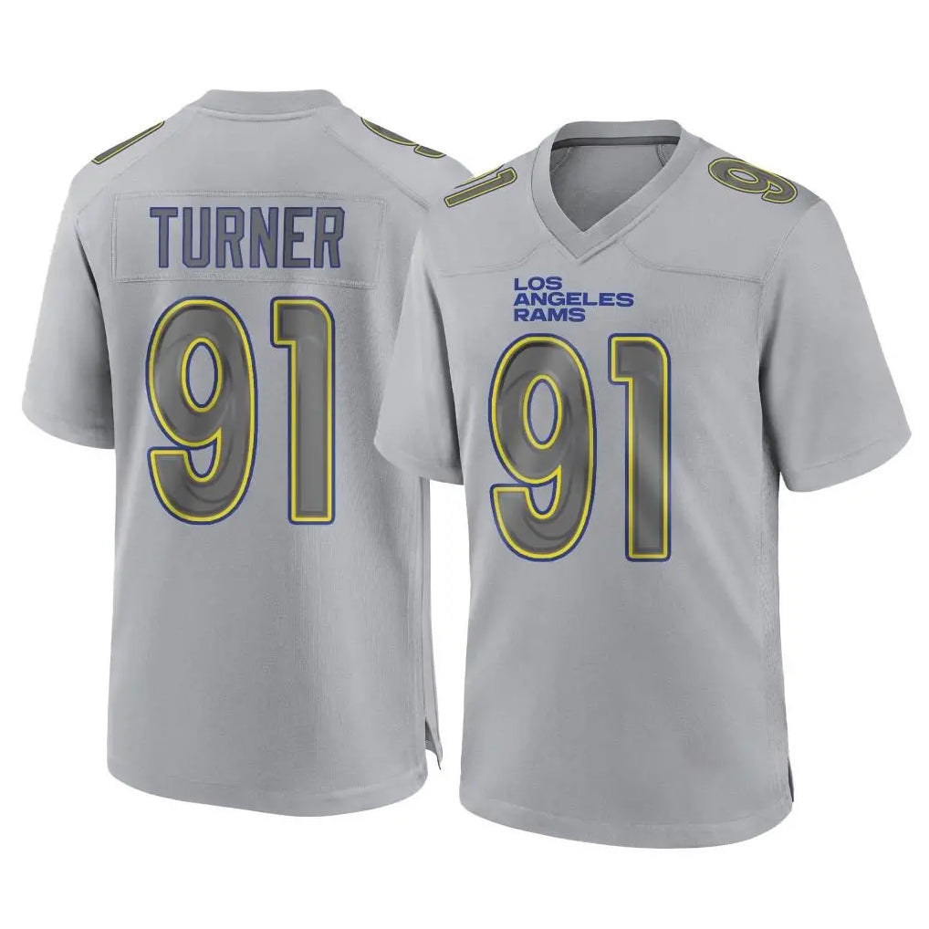 Kooe LA.Rams #91 Kobie Turner Player Gray Atmosphere Fashion Home Game Stitched Jerseys