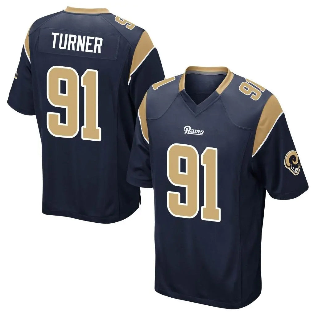 Kooe LA.Rams #91 Kobie Turner Player Navy Home Game Stitched Jerseys