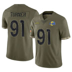 Kooe LA.Rams #91 Kobie Turner Player Olive Salute To Service Limited Stitched Jerseys