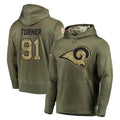 Kooe LA.Rams #91 Kobie Turner Player Olive Salute to Service Pullover Hoodies Home Game Stitched Jerseys
