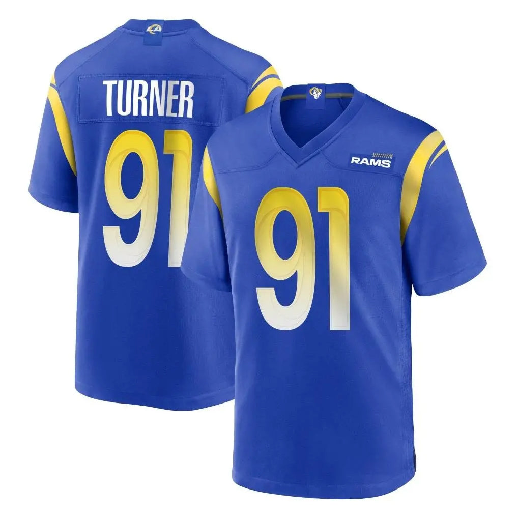 Kooe LA.Rams #91 Kobie Turner Player Royal Home Game Stitched Jerseys