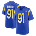 Kooe LA.Rams #91 Kobie Turner Player Royal Home Game Stitched Jerseys
