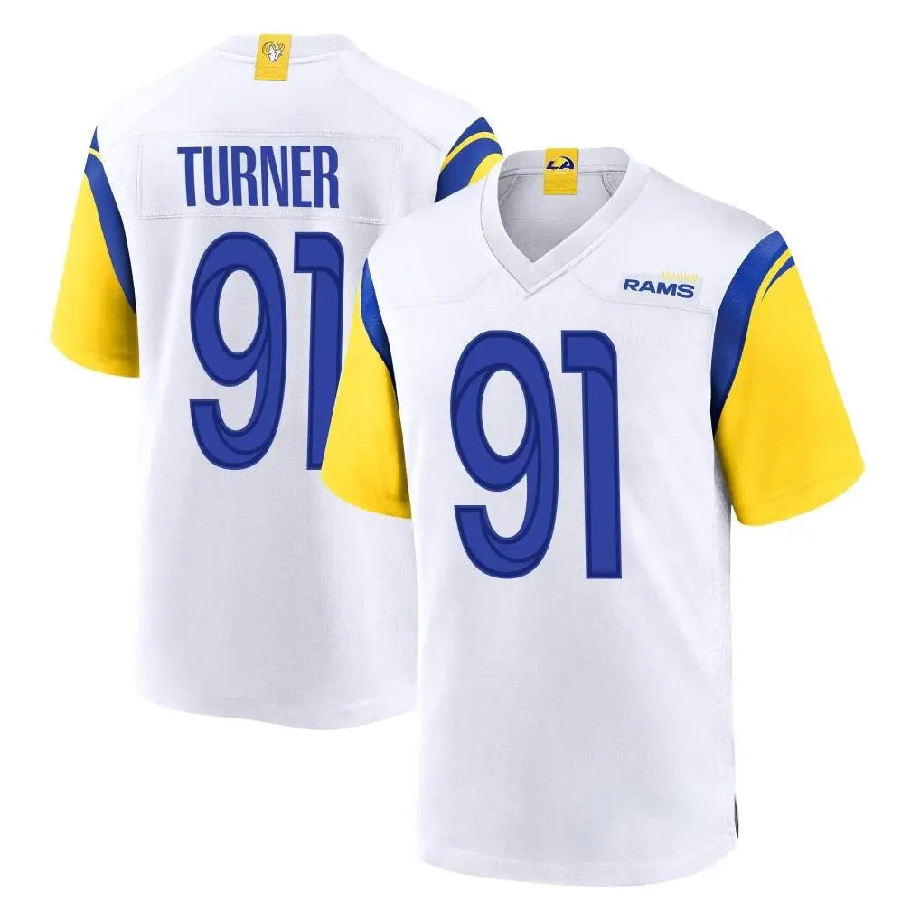 Kooe LA.Rams #91 Kobie Turner Player White Home Game Stitched Jerseys