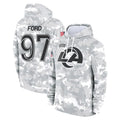 Kooe LA.Rams #97 Poona Ford Player Arctic Camo Salute to Service Hoodies Limited Game Stitched Jerseys