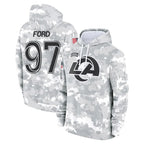 Kooe LA.Rams #97 Poona Ford Player Arctic Camo Salute to Service Hoodies Limited Game Stitched Jerseys