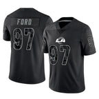 Kooe LA.Rams #97 Poona Ford Player Black Limited Reflective Home Game Stitched Jerseys