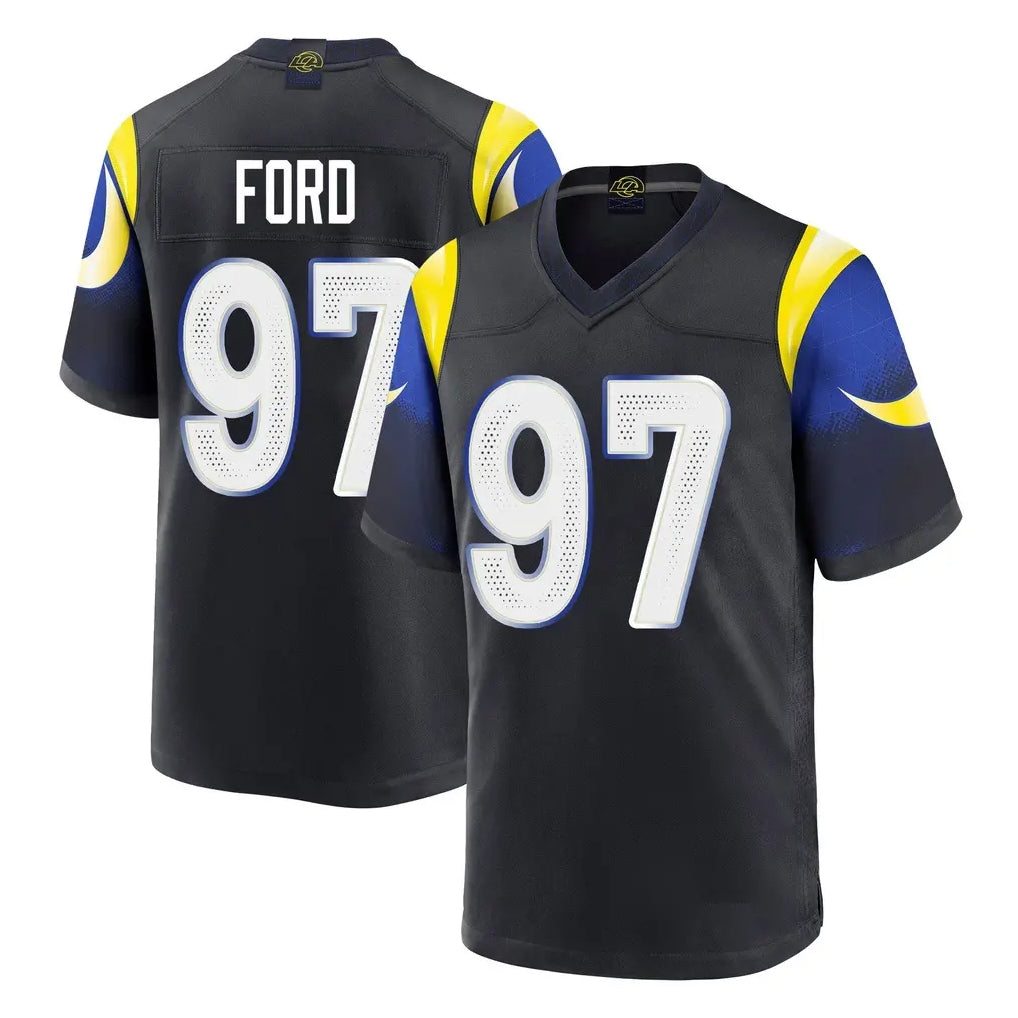 Kooe LA.Rams #97 Poona Ford Player Black Midnight Rivalries Collection Home Game Stitched Jerseys