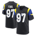 Kooe LA.Rams #97 Poona Ford Player Black Midnight Rivalries Collection Home Game Stitched Jerseys