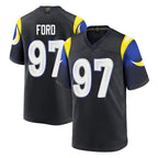 Kooe LA.Rams #97 Poona Ford Player Black Midnight Rivalries Collection Home Game Stitched Jerseys