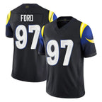 Kooe LA.Rams #97 Poona Ford Player Black Midnight Rivalries Collection Limited Home Game Stitched Jerseys