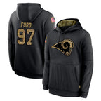 Kooe LA.Rams #97 Poona Ford Player Black Salute to Service Hoodies Limited Game Stitched Jerseys