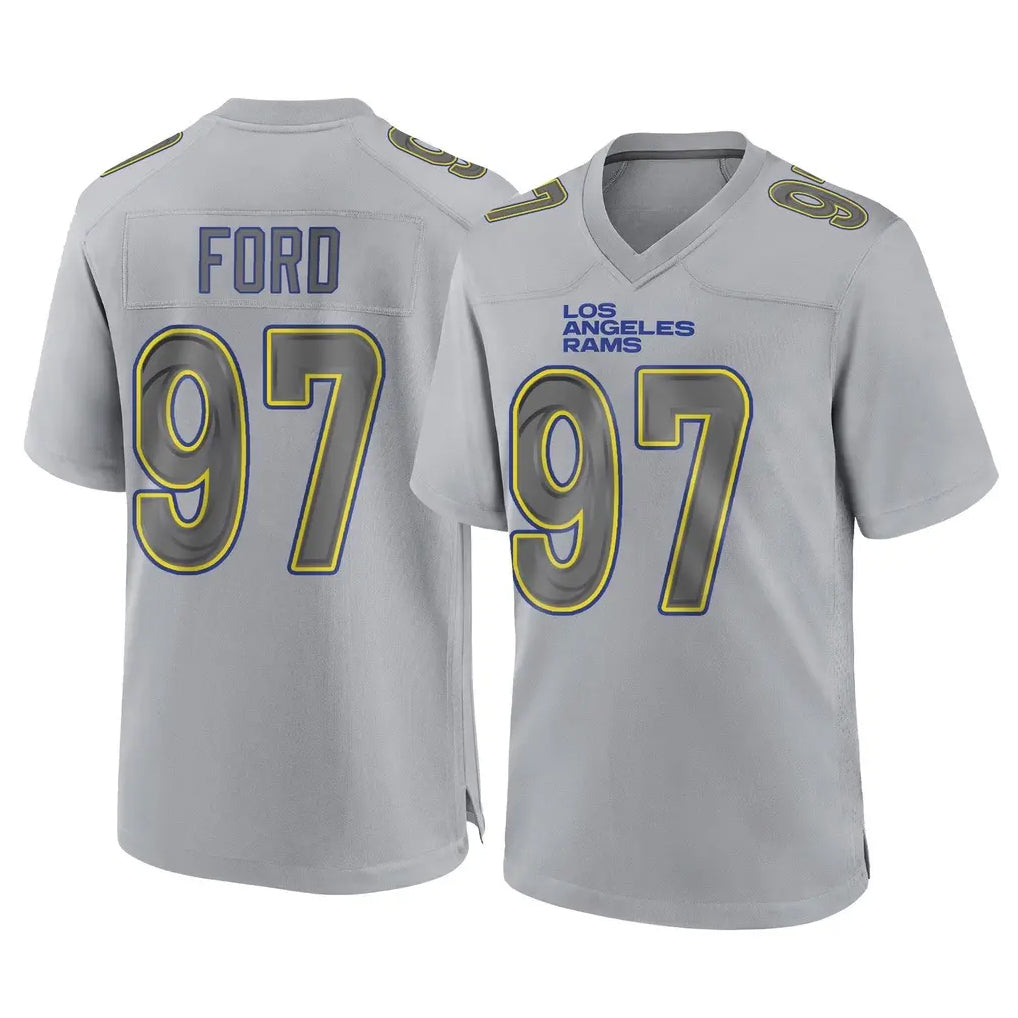 Kooe LA.Rams #97 Poona Ford Player Gray Atmosphere Fashion Home Game Stitched Jerseys
