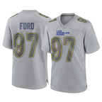 Kooe LA.Rams #97 Poona Ford Player Gray Atmosphere Fashion Home Game Stitched Jerseys