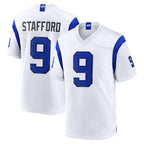 Kooe LA.Rams #9 Matthew Stafford Player Fearsome White Home Game Stitched Jerseys