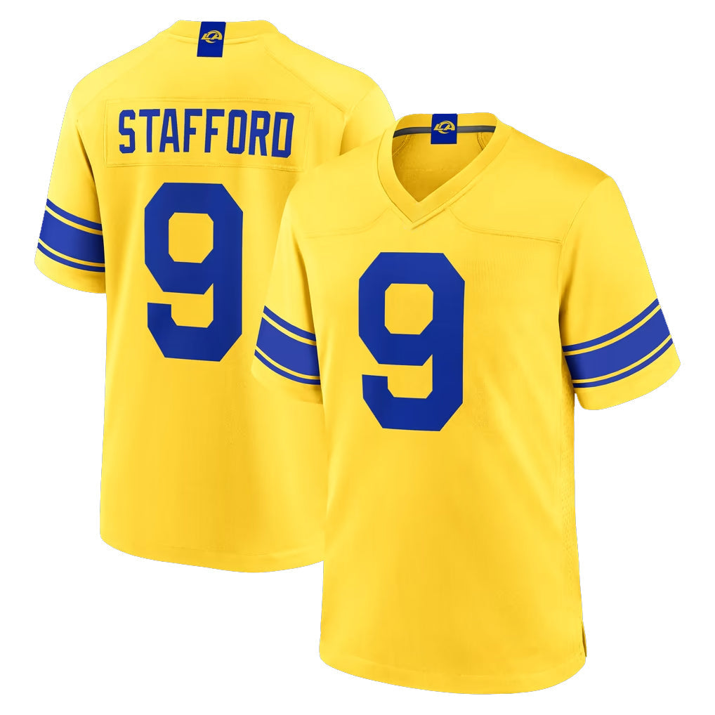 Kooe LA.Rams #9 Matthew Stafford Player Gold Classic Sol Home Game Stitched Jerseys