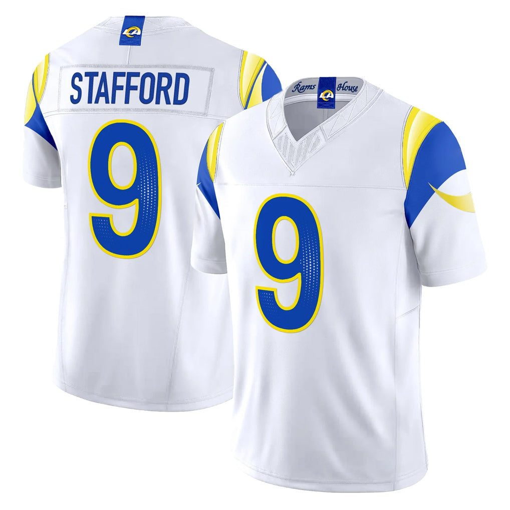 Kooe LA.Rams #9 Matthew Stafford Player White Rivalries Vapor Limited Home Game Stitched Jerseys