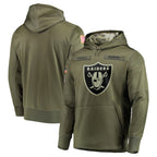 Kooe LV.Raiders Olive Salute to Service Pullover Hoodies Home Game Blank Player Stitched Jerseys