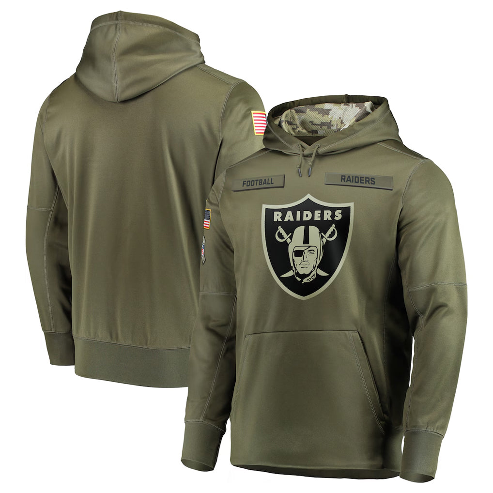 Kooe LV.Raiders Olive Salute to Service Pullover Hoodies Home Game Blank Player Stitched Jerseys